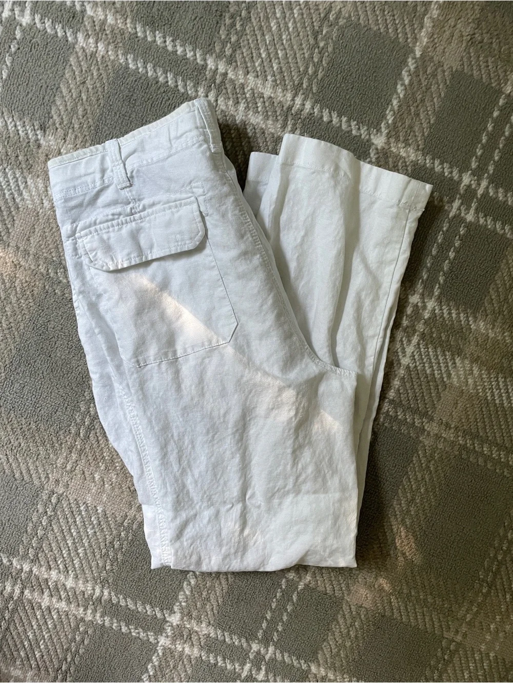 Nautica linen cotton blend white straight leg pants 33W 32L
